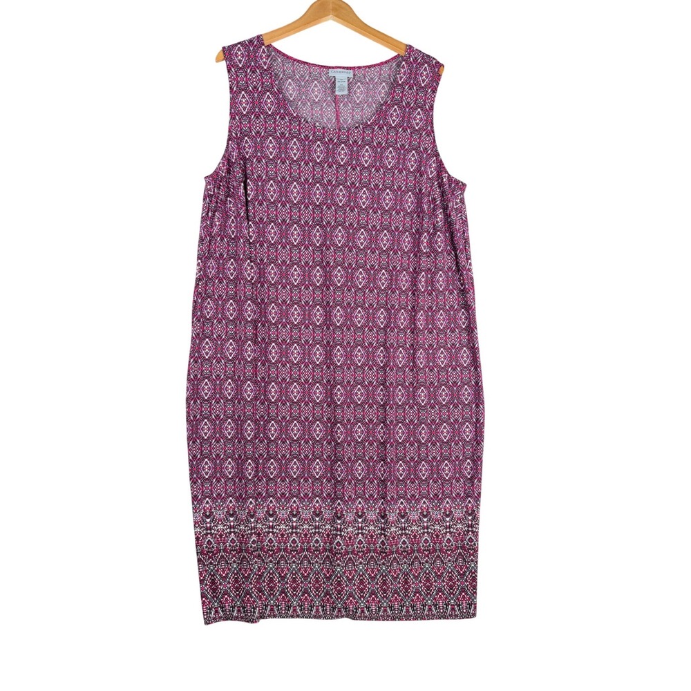 Catherines Midi Shift Dress 2X Sleeveless Stretch Ponte Knit Summer Travel 22/24